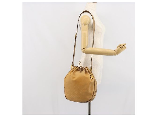 LOEWE Borsa a Spalla Anagram Pelle Beige Oro Auth 166705 D'oro - vista 19