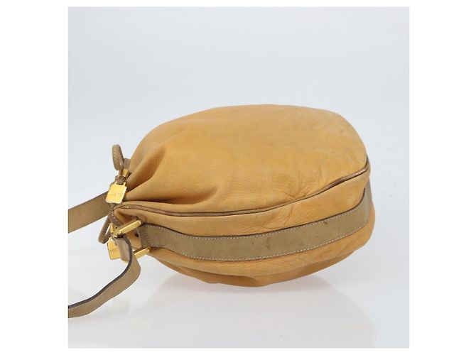 LOEWE Borsa a Spalla Anagram Pelle Beige Oro Auth 166705 D'oro - vista 4