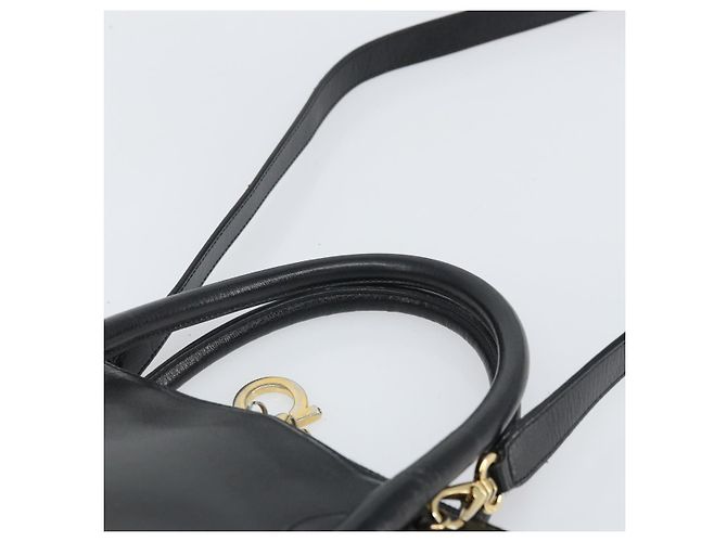 Borsa a Spalla Gancini in Pelle Salvatore Ferragamo 2 in 1 Nero Oro Auth 149910 - vista 14