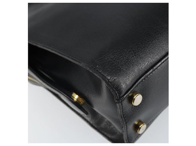 Borsa a Spalla Gancini in Pelle Salvatore Ferragamo 2 in 1 Nero Oro Auth 149910 - vista 16