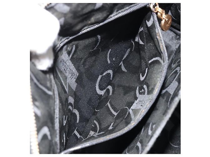 Borsa a Spalla Gancini in Pelle Salvatore Ferragamo 2 in 1 Nero Oro Auth 149910 - vista 22