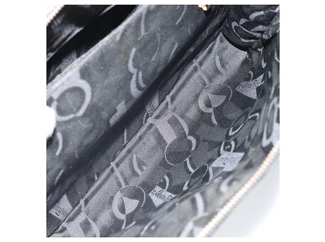 Borsa a Spalla Gancini in Pelle Salvatore Ferragamo 2 in 1 Nero Oro Auth 149910 - vista 23
