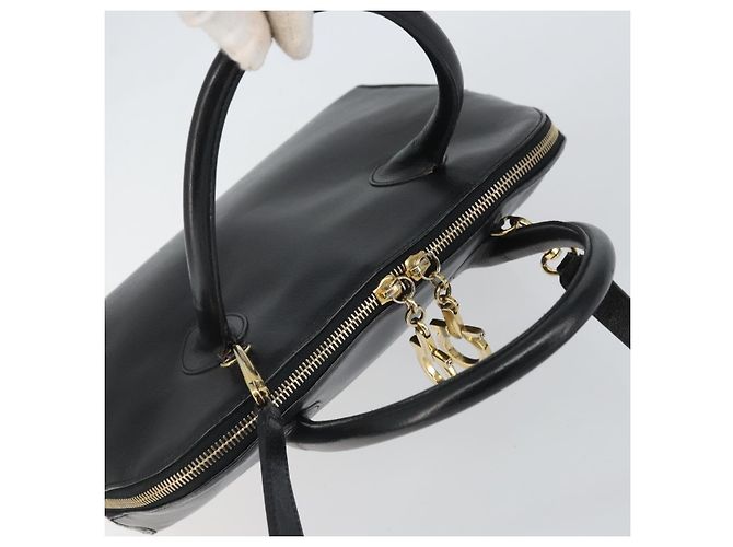 Borsa a Spalla Gancini in Pelle Salvatore Ferragamo 2 in 1 Nero Oro Auth 149910 - vista 6