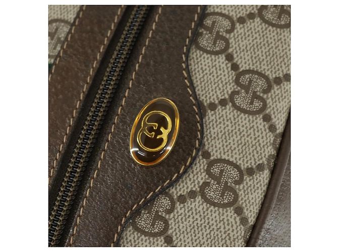 Gucci Borsa GG Supreme Web Sherry Line PVC Beige Oro 32 02 005 Auth 169059 D'oro - vista 18