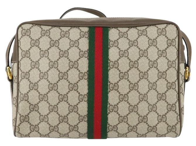 Gucci Borsa GG Supreme Web Sherry Line PVC Beige Oro 32 02 005 Auth 169059 D'oro - vista 2