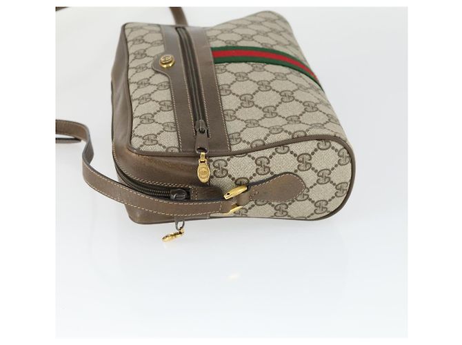 Gucci Borsa GG Supreme Web Sherry Line PVC Beige Oro 32 02 005 Auth 169059 D'oro - vista 4