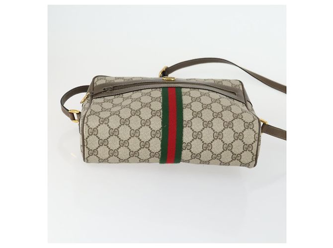 Gucci Borsa GG Supreme Web Sherry Line PVC Beige Oro 32 02 005 Auth 169059 D'oro - vista 5