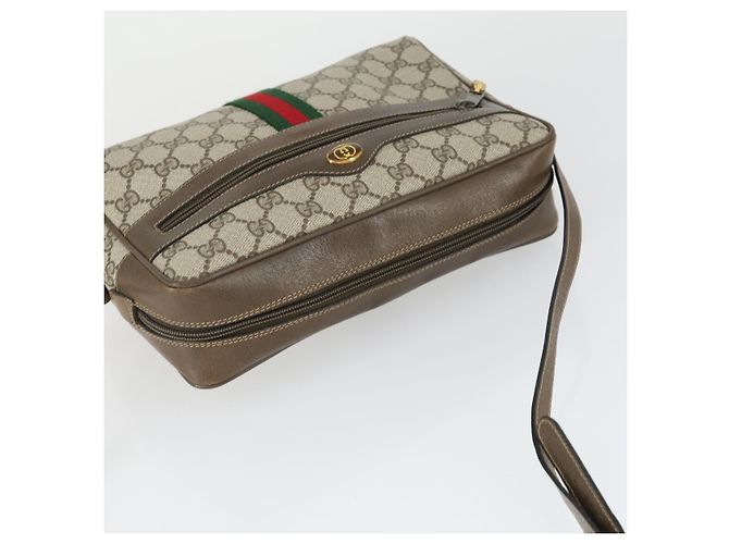Gucci Borsa GG Supreme Web Sherry Line PVC Beige Oro 32 02 005 Auth 169059 D'oro - vista 6