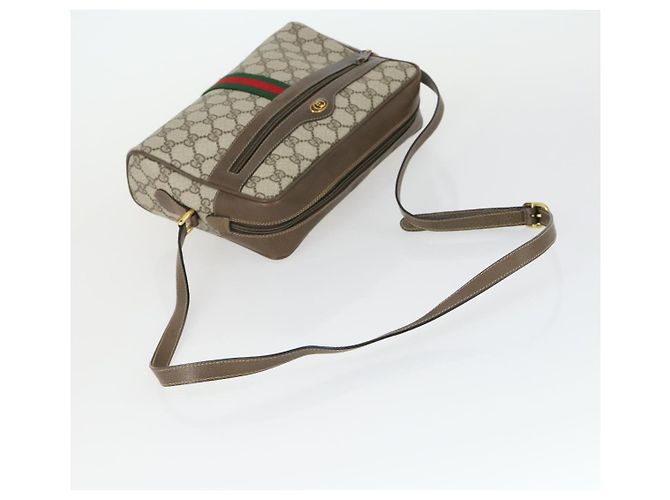 Gucci Borsa GG Supreme Web Sherry Line PVC Beige Oro 32 02 005 Auth 169059 D'oro - vista 7