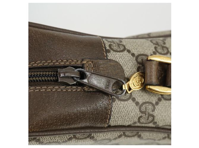 Gucci Borsa GG Supreme Web Sherry Line PVC Beige Oro 32 02 005 Auth 169059 D'oro - vista 9
