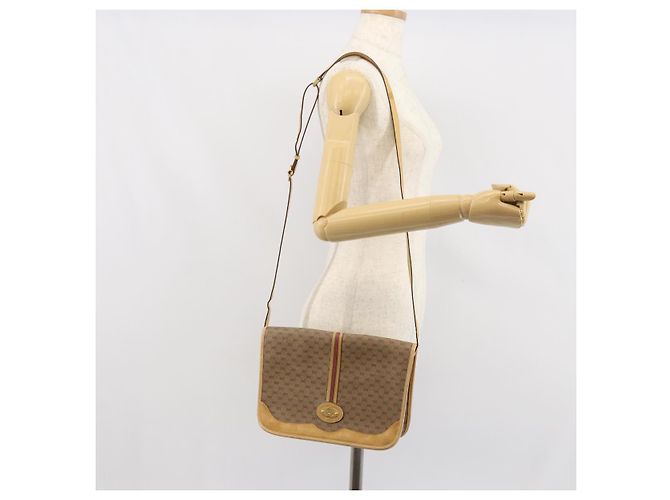 Gucci Borsa a Spalla Micro GG Supreme PVC Beige Oro 001 104 0551 Auth BA10075 D'oro - vista 23
