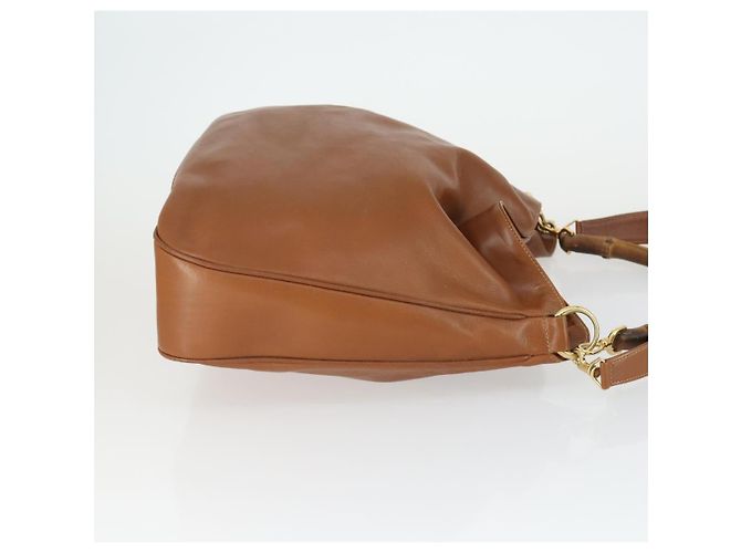 Borsa a Spalla in Pelle Gucci Bamboo 2way Marrone Oro 001 1781 1577 Auth th6578 D'oro - vista 3