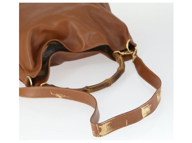 Borsa a Spalla in Pelle Gucci Bamboo 2way Marrone Oro 001 1781 1577 Auth th6578 D'oro - vista 7