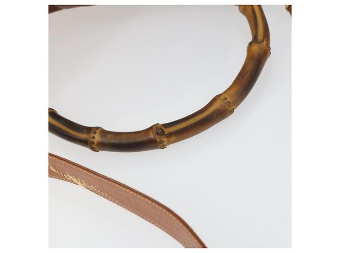 Borsa a Spalla in Pelle Gucci Bamboo 2way Marrone Oro 001 1781 1577 Auth th6578 D'oro - vista 8
