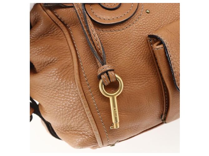 Chloé Borsa a mano Chloe Paddington in pelle marrone oro argento Auth BA9967V D'oro - vista 10