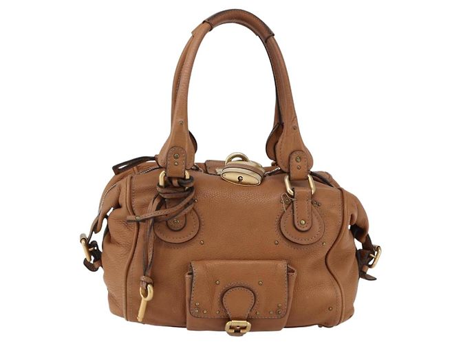 Chloé Borsa a mano Chloe Paddington in pelle marrone oro argento Auth BA9967V D'oro - vista 13