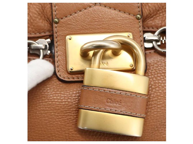 Chloé Borsa a mano Chloe Paddington in pelle marrone oro argento Auth BA9967V D'oro - vista 17