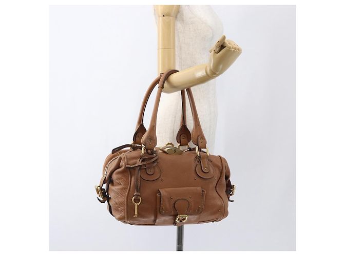 Chloé Borsa a mano Chloe Paddington in pelle marrone oro argento Auth BA9967V D'oro - vista 26