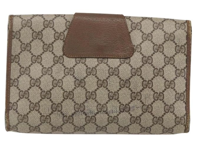 GUCCI GG Supreme Web Sherry Line Clutch Bag PVC Beige Oro 89 01 030 Auth 170517 - vista 2
