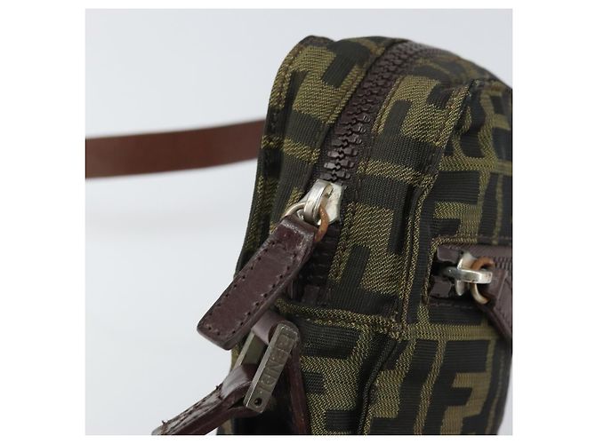 Borsa a Spalla in Tela Zucca FENDI Nera Marrone Auth 170451 Nero - vista 10