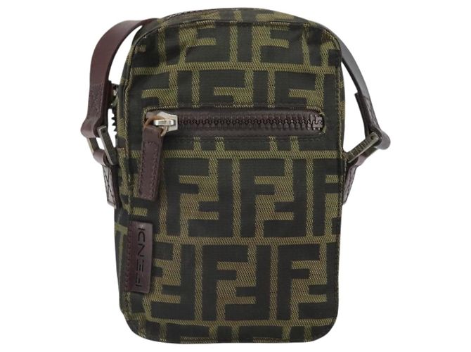 Borsa a Spalla in Tela Zucca FENDI Nera Marrone Auth 170451 Nero - vista 13
