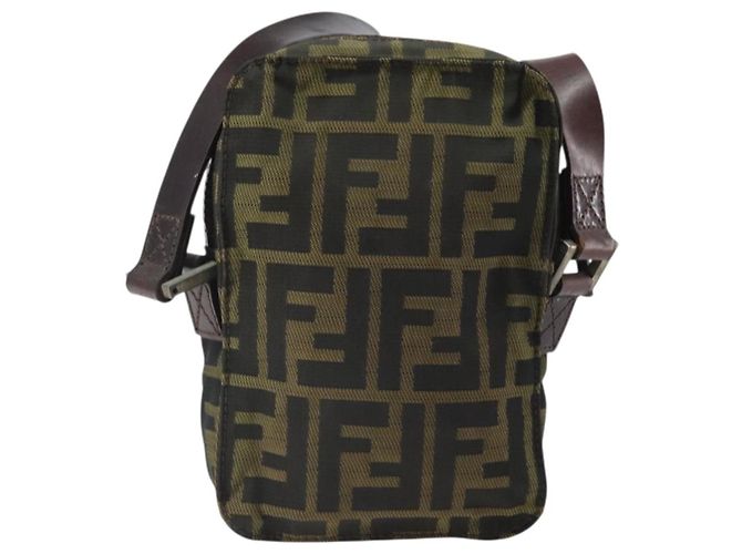 Borsa a Spalla in Tela Zucca FENDI Nera Marrone Auth 170451 Nero - vista 2