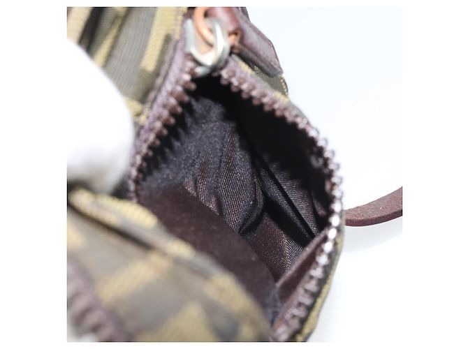 Borsa a Spalla in Tela Zucca FENDI Nera Marrone Auth 170451 Nero - vista 21