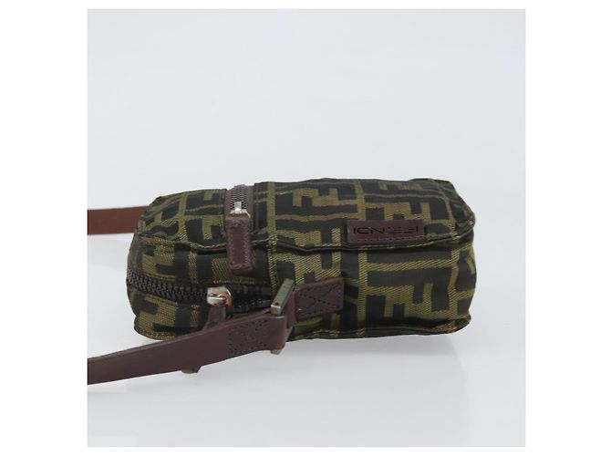 Borsa a Spalla in Tela Zucca FENDI Nera Marrone Auth 170451 Nero - vista 4