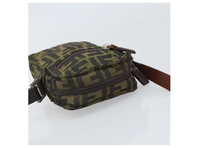 Borsa a Spalla in Tela Zucca FENDI Nera Marrone Auth 170451 Nero - vista 6