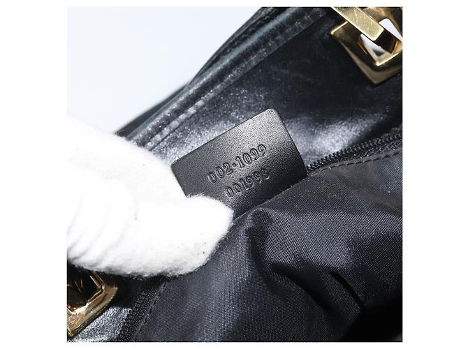 Borsa Tote GG Canvas Gucci Nero Oro 002 1099 Auth ep13113 D'oro - vista 12