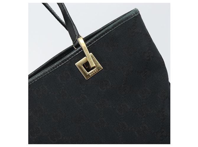 Borsa Tote GG Canvas Gucci Nero Oro 002 1099 Auth ep13113 D'oro - vista 17