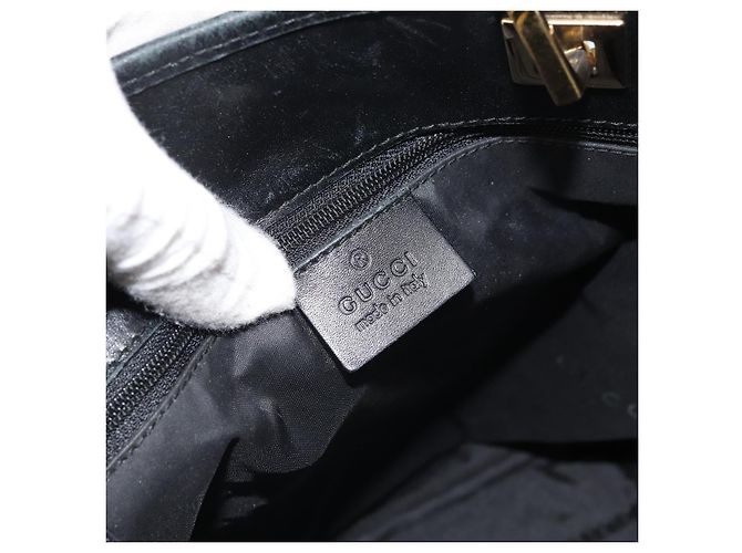 Borsa Tote GG Canvas Gucci Nero Oro 002 1099 Auth ep13113 D'oro - vista 18