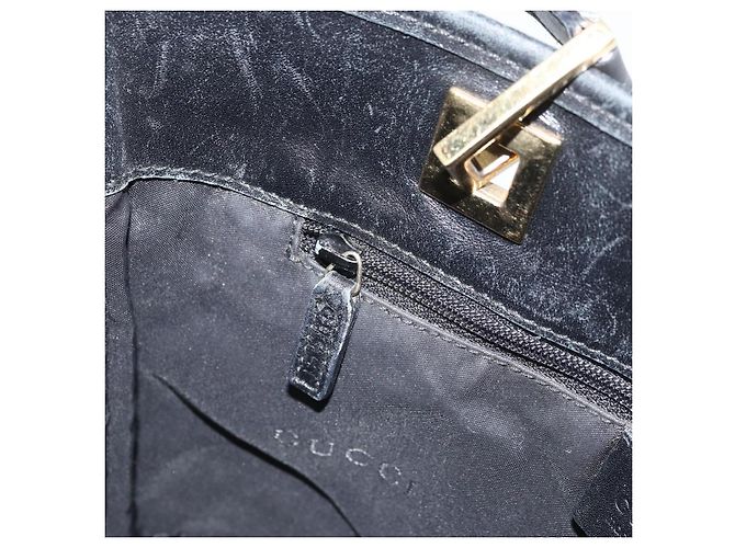 Borsa Tote GG Canvas Gucci Nero Oro 002 1099 Auth ep13113 D'oro - vista 21