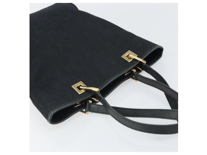 Borsa Tote GG Canvas Gucci Nero Oro 002 1099 Auth ep13113 D'oro - vista 6