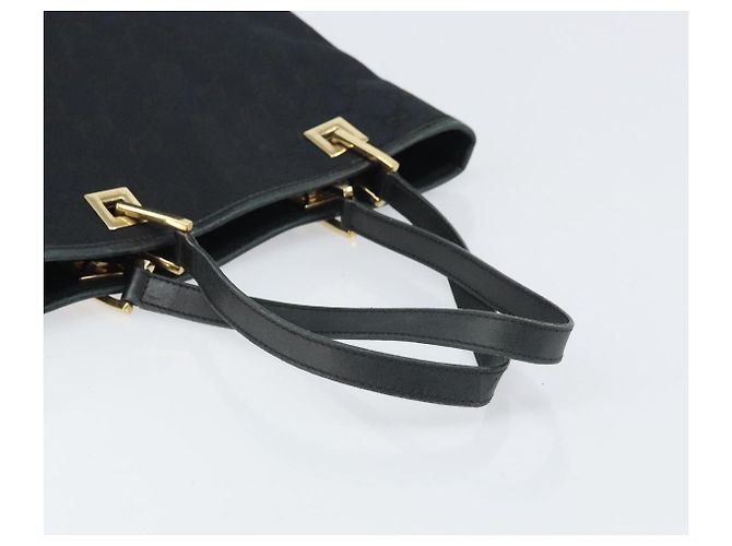 Borsa Tote GG Canvas Gucci Nero Oro 002 1099 Auth ep13113 D'oro - vista 7