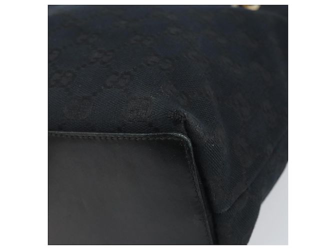 Borsa Tote GG Canvas Gucci Nero Oro 002 1099 Auth ep13113 D'oro - vista 9