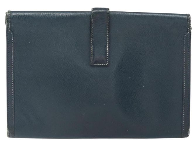 Hermès Borsa Clutch HERMES in pelle blu navy Auth BA10093 - vista 2