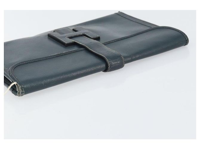 Hermès Borsa Clutch HERMES in pelle blu navy Auth BA10093 - vista 5