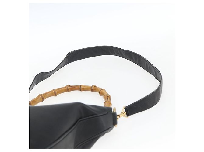 Borsa a mano in pelle Gucci Bamboo 2 in 1 Nero Oro 001 3444 1577 Auth 166674 - vista 15