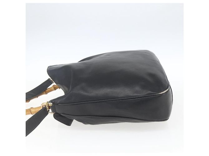 Borsa a mano in pelle Gucci Bamboo 2 in 1 Nero Oro 001 3444 1577 Auth 166674 - vista 3