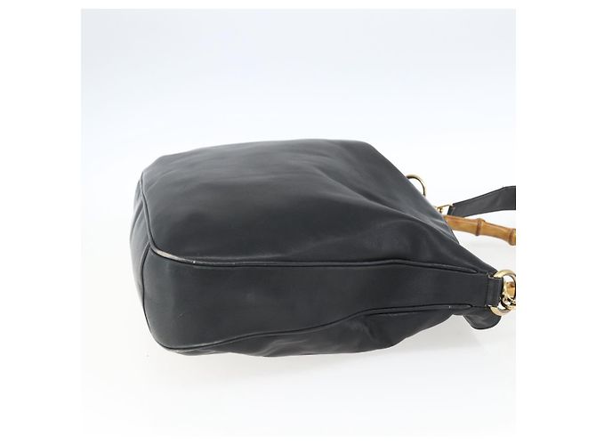 Borsa a mano in pelle Gucci Bamboo 2 in 1 Nero Oro 001 3444 1577 Auth 166674 - vista 4