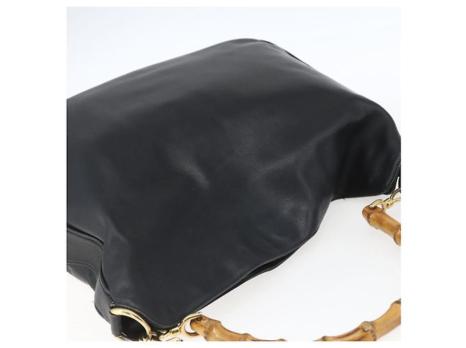 Borsa a mano in pelle Gucci Bamboo 2 in 1 Nero Oro 001 3444 1577 Auth 166674 - vista 6