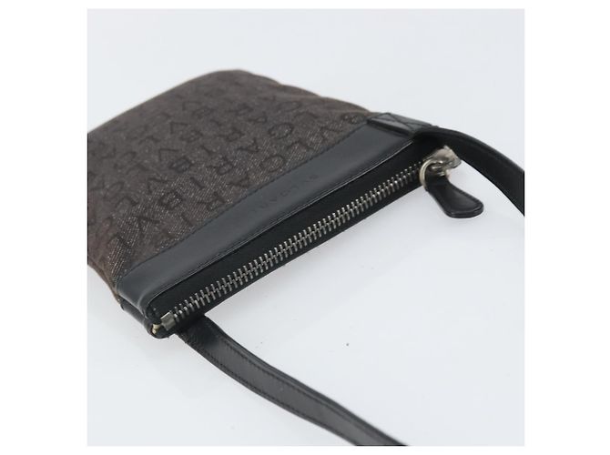 Bulgari Borsa a spalla BVLGARI Logo Mania Canvas Nero Argento Auth 170379 - vista 6