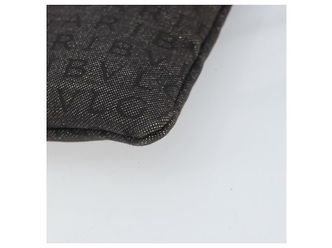 Bulgari Borsa a spalla BVLGARI Logo Mania Canvas Nero Argento Auth 170379 - vista 9