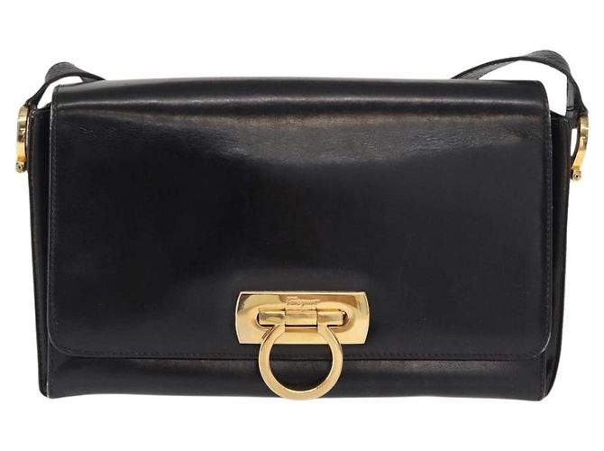 Borsa a Spalla Gancini in Pelle Oro Nero Salvatore Ferragamo Auth 169058 D'oro - vista 13
