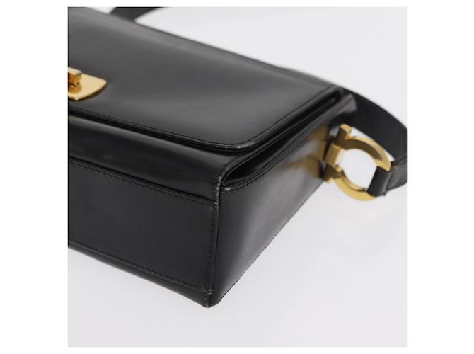 Borsa a Spalla Gancini in Pelle Oro Nero Salvatore Ferragamo Auth 169058 D'oro - vista 15
