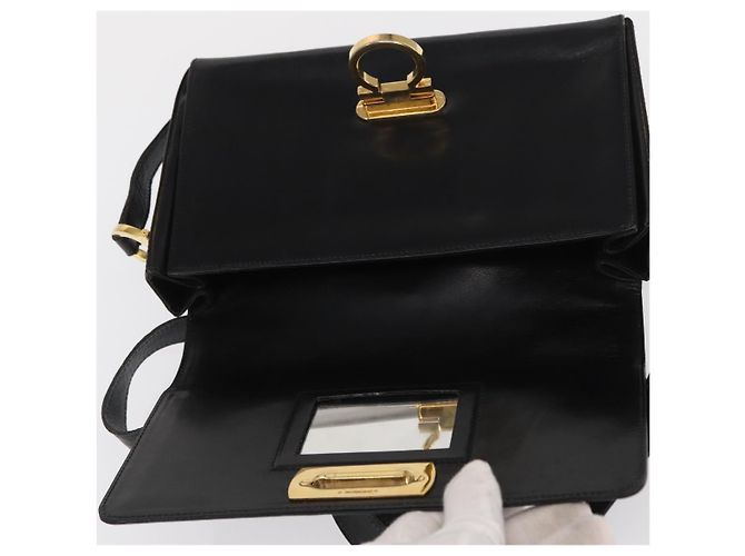 Borsa a Spalla Gancini in Pelle Oro Nero Salvatore Ferragamo Auth 169058 D'oro - vista 19