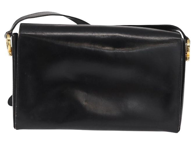 Borsa a Spalla Gancini in Pelle Oro Nero Salvatore Ferragamo Auth 169058 D'oro - vista 2