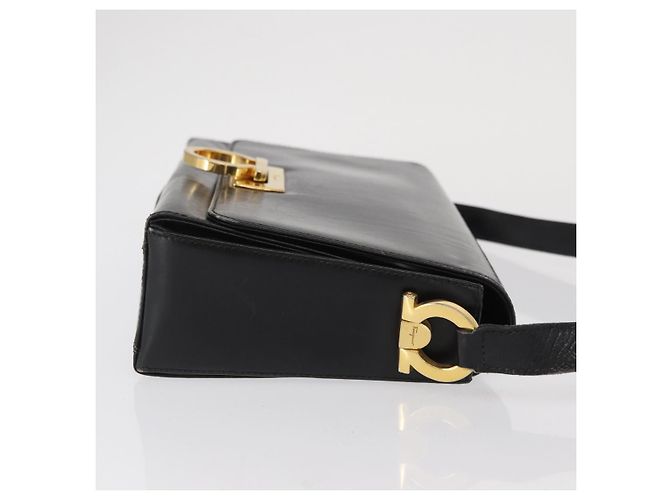 Borsa a Spalla Gancini in Pelle Oro Nero Salvatore Ferragamo Auth 169058 D'oro - vista 3