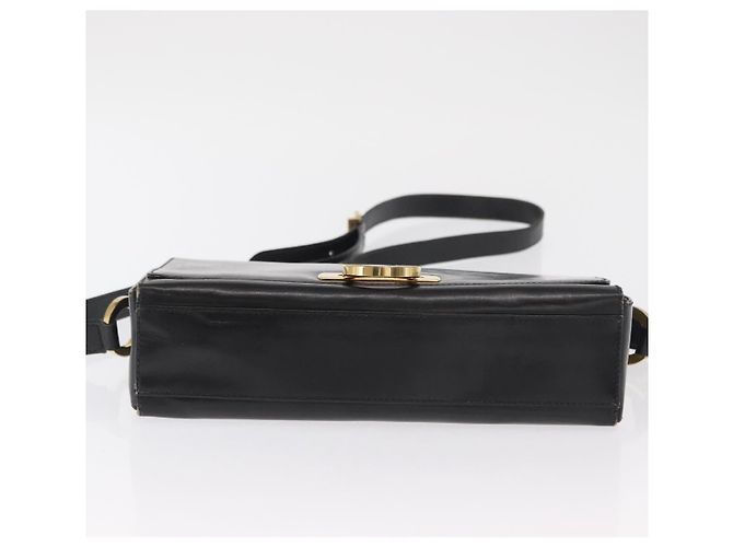 Borsa a Spalla Gancini in Pelle Oro Nero Salvatore Ferragamo Auth 169058 D'oro - vista 5